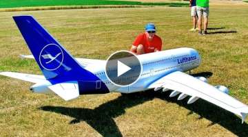 HUGE RC AIRBUS A380-800 / AWESOME ELECTRIC JET MODEL AIRLINER / STUNNING FLIGHT DEMONSTRATION !!!