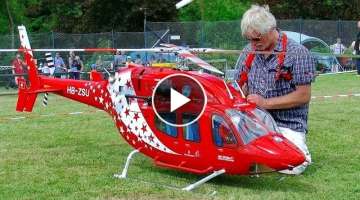 HUGE XXXL RC BELL-429 SCALE TURBINE MODEL HELICOPTER FLIGHT DEMONSTRATION