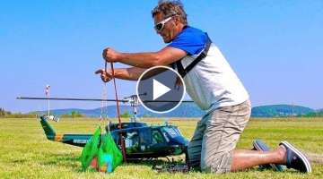 AMAZING MODEL HELICOPTER FLIGHT SHOW WITH RC BELL UH-1D ELECTRIC SCALE MODEL IN ACTION